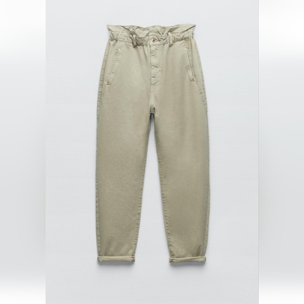 NWOT ZARA Green/Gray High Rise Chino Joggers Size 10